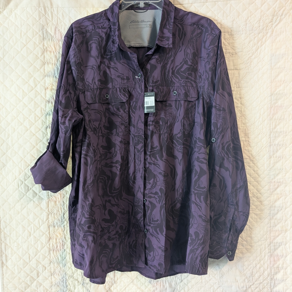 Eddie Bauer Mountain Long Sleeve Shirt - Women's - Purple Marble Pring